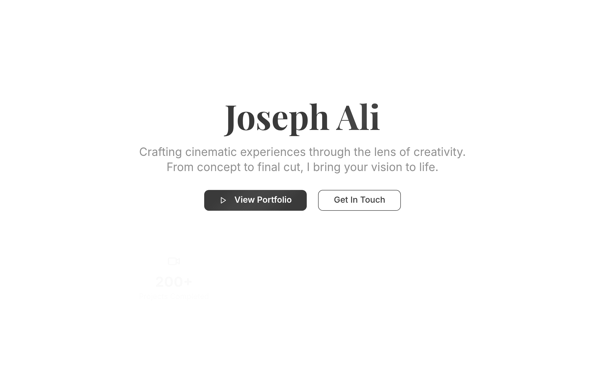 Joseph Ali videographer portfolio website
